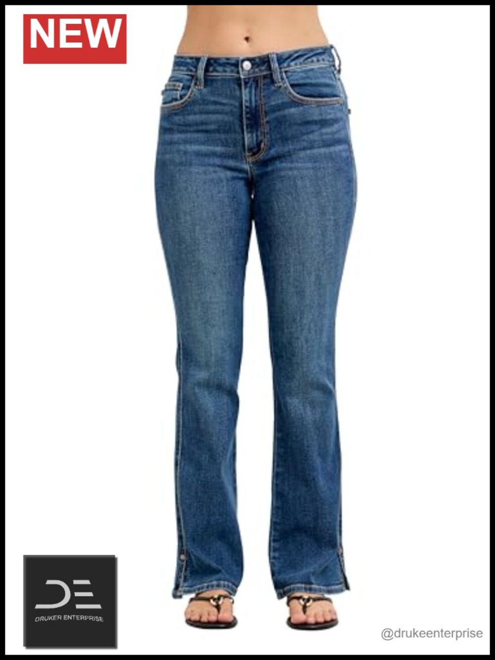 Judy Blue Mid Rise Bootcut Jeans with Cell Phone Back Pocket & Slit